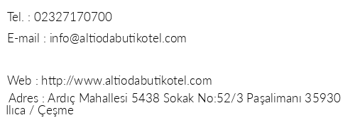 Alt Oda Butik Otel telefon numaralar, faks, e-mail, posta adresi ve iletiim bilgileri